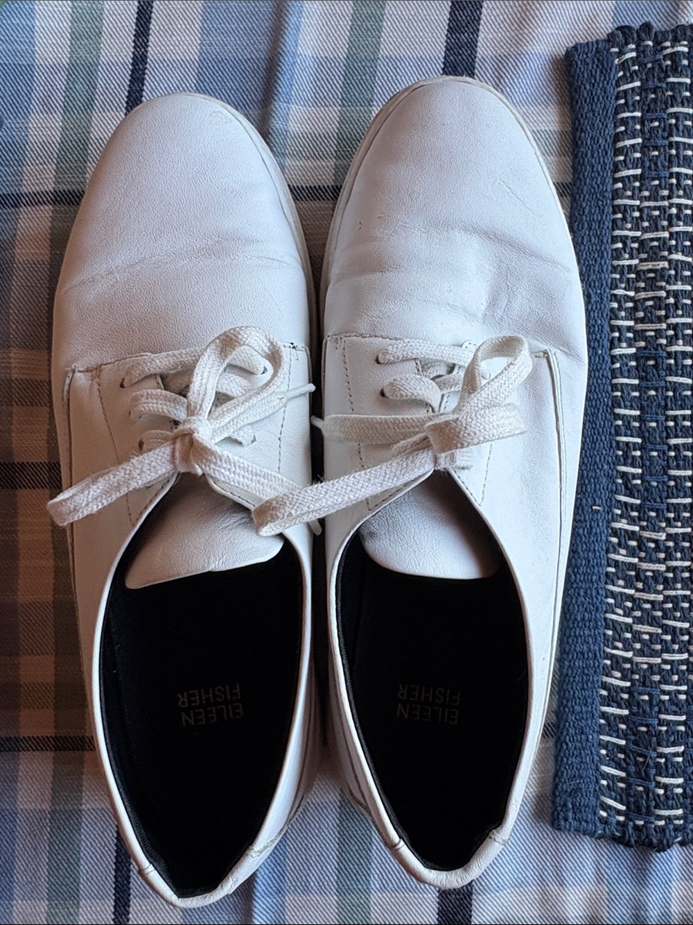 Eileen Fisher White Sneakers with Black Insoles